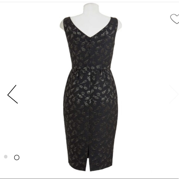 St. John Crepe Metallic Jacquard Bateau Neck Dress - Picture 4 of 4